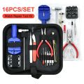 16pcs/set watch repair tool kit for watch back cover opener strap battery replacement or watchpart portable watchmaker tools set. 