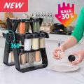 Rotating Spice Rack Organizer with 18 Spice Jars With Spice Labels And Pen for Countertop Kitchen Cabinet. 