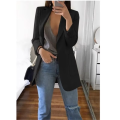Women's European American Fashion Casual Polo Neck Slim Fit Cardigan Spring Autumn Temperament Coat 2025.