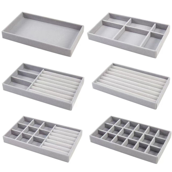 New Jewelry Organizer Velvet Jewelry Storage Tray Display Ring Bracelet Necklace Storage Box Showcase Drawer Organizer Trays