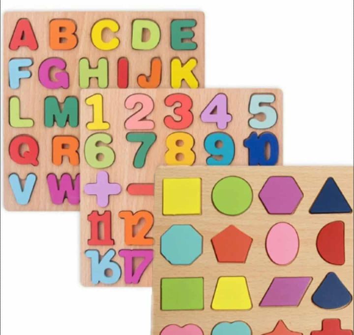 3 in 1 ABC Alphabet Digital Puzzle Wooden Toys Kid Number Letter Shape ...