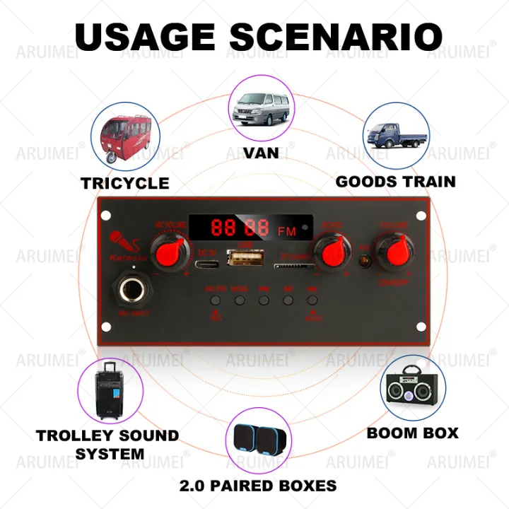 Bluetooth%205.0%20MP3%20WMA%20Decoder%20Board%2010W%20Amplifier%205V%206.5mm%20Microphone%20FM%20Radio%20TF%20USB%20Car%20Audio%20Music%20Player%20Speaker%20Handsfree%20-%20Image%204