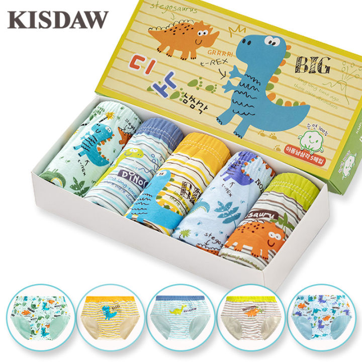 Children Kinickers 5 Pcs/Lot Breathable Cotton Boys Underwear Dinosaur Kids Knickers ...