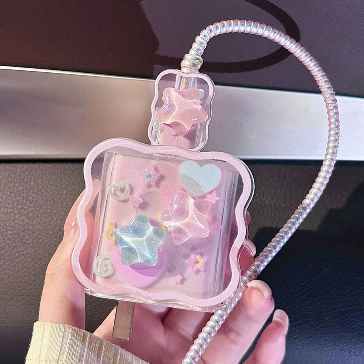 5pcs/Set%20Blue%20Pink%203D%20Star%20Wave%20Shell%20For%20iPhone%2020W%2018W%20Charger%20Protective%20Case%20Cable%20Organizer%20Charging%20Head%20Protector%20Cover%20-%20Image%203