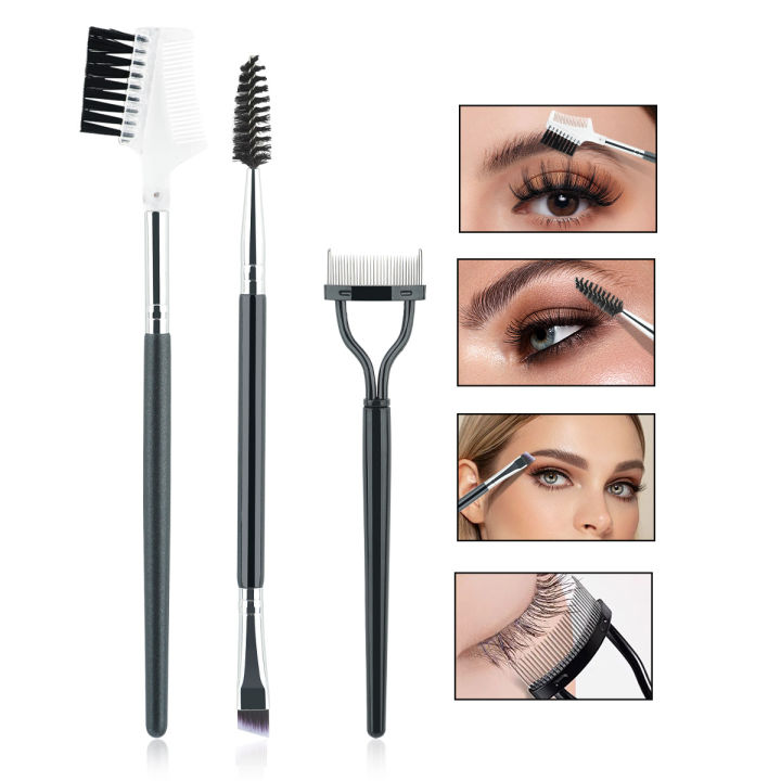 3Pcs Eye Makeup Tools Set Eyebrow Brush And Eyelash Comb Eyelash Separator Eye Brow Comb & Spoolie Brush Professional Brush﻿