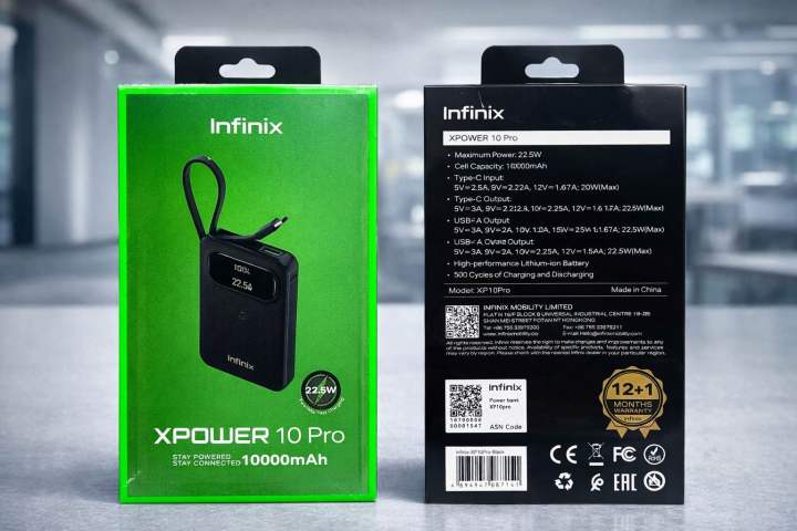 Infinix XPOWER 10 Pro 10000mAh Power Bank – 22.5W Fast Charging, Dual ...