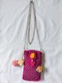 crochet work mobile pouch. 