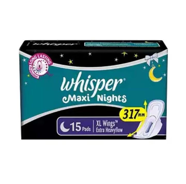 Whisper Maxi Overnight Sanitary Pads - XL Wings 15 Units