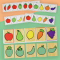 Wooden Montessori Early Education Fruit Vegetable Pairing Puzzle Kids Color Recognition Game Educational Toys For Children. 