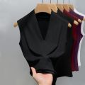 Summer Women's V-neck Sleeveless Vest Slim Fit Outerwear for Girls Solid Color Fashionable, Casual, Breathable Base T-shirt.