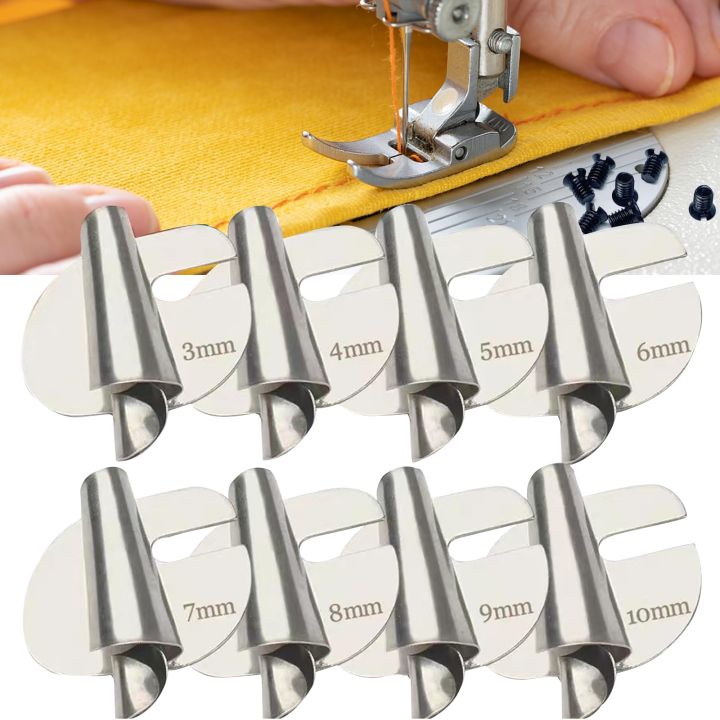 Universal Scroll Hemmer Presser Foot | Rolled Hem Folder Attachment for Sewing Machines (Available in 3mm-12mm Sizes)