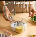Spice Box for Kitchen – 4 Compartment Spice Storage Box with Spoons | Airtight Seasoning Container | Spice Boxes Organizer Set" By Rose And Lily Collection. 