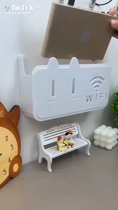 Modem Router Cute New Portable Wall Mounted WiFi Router Shelf Cute Cartoon Bear Punch ...