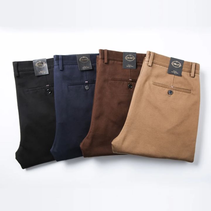 98%25%20Cotton%20Classic%20Men's%20Brown%20Business%20Straight%20Casual%20Pants%20Solid%20Stretch%20High%20Waist%20Office%20Trousers%20Male%20Brand%20Black%20Khaki%20-%20Image%206