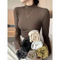 2025 New Knitted Half-turtleneck Pullovers Women Bottom Shirts Sweater Jumper Elegant Korean Fashion Long-sleeved Tops Knitwear.