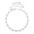 Fashionable Heart-Shaped Rhinestone Waist Chain Metal Belt For Women.