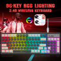 96 Keys Wireless Keyboard RGB Backlight Rechargeable 2.4G USB Gaming Keyboard for Windows PC Laptop Game. 