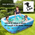 Intime 180cm pool with electric pump 3 Rings Inflatable Rectangular Baby Swimming Pool Kids Pool Bathtub. 