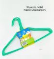 10 Pieces Metal Plastic Wrap Hangers - Assorted Colors. 