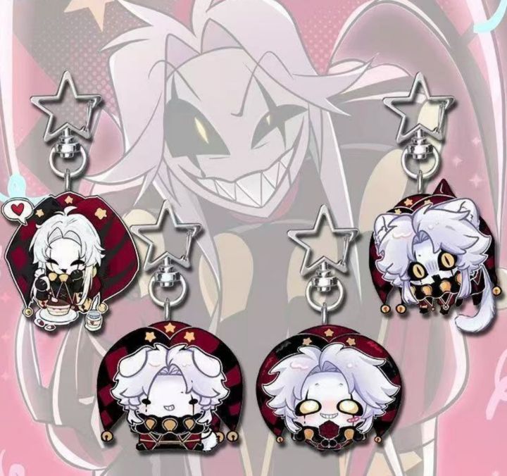 Game The Freak Circus Pierrot Cosplay Keychain Kawaii Acrylic Joker Clown Pendant Keyring Key Chain Bag Accessory Ornament Props