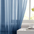 2PCS solid color semi blackout Terylene through pole window screen curtains for living room and bedroom use. 