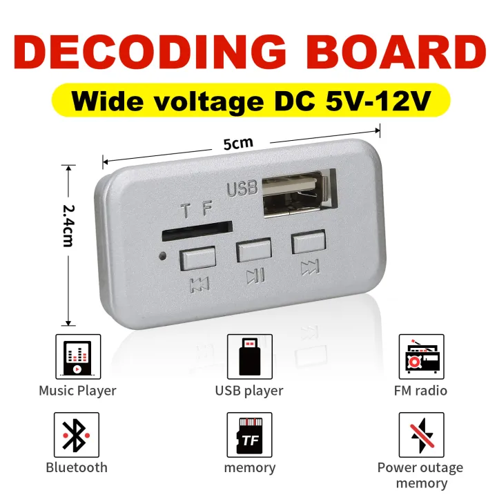12V%20Wireless%20Bluetooth%205.0%20DIY%20MP3%20WMA%20WAV%20Decoder%20Board%20Car%20Audio%20USB%20TF%20FM%20Radio%20Handsfree%20Module%20MP3%20Player%20For%20Speaker%2012V%20W%20-%20Image%202