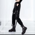 Black Casual Pants for Women in Spring Autumn Korean Style Ins Hip-Hop Student Loose High-Waisted Slim Legged Cargo Pants Trendy.