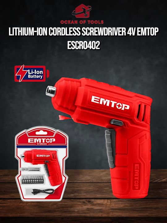 DIY Cordless Screwdriver EMTOP 4V 1.3Ah 1/4" drive Reverse forward option
