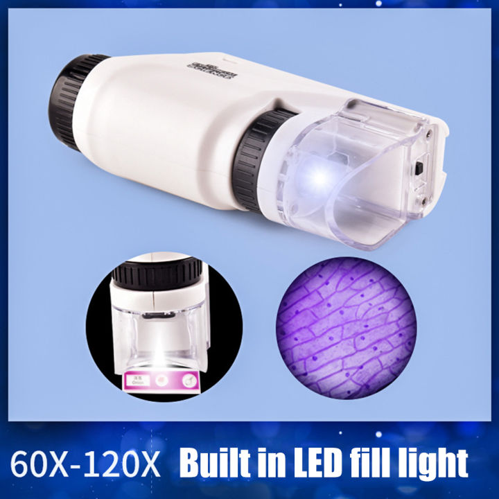 60x-120x Portable Microscope Handheld Microscope with LED Light Mini ...