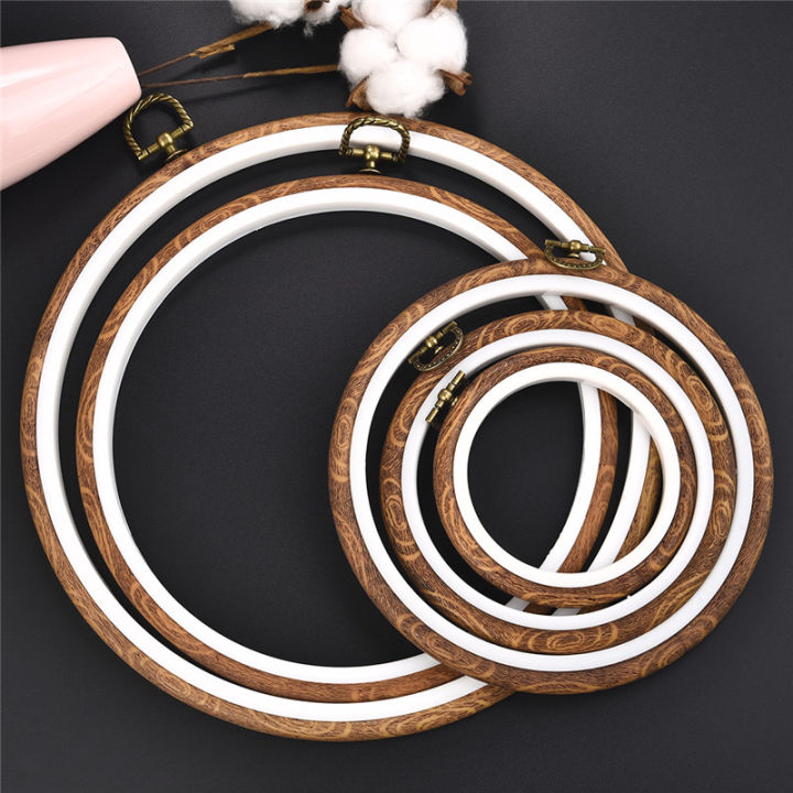 Sewing Tool Round Wooden Color Embroidery Hoops Frame Set Plastic ...