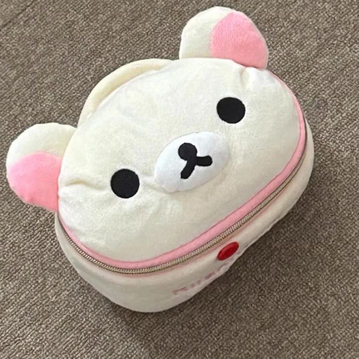 Kawaii Rilakkuma Bear Elliptical Stereoscopic Makeup Bag Portable Storage Bag Cute Cartoon Easy Bear Storage Bag Girls 