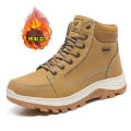 Men Boots Winter Outdoor Walking Mountaineering Shoes Casual Warm Black Ankle Boots Yellow Sneakers Warm Fur Snow Boot. 