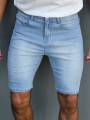 Blue Washed Men's Denim Shorts, Featuring a Casual Style, with a Length of Knee-Length Shorts, Suitable for Summer Wear..