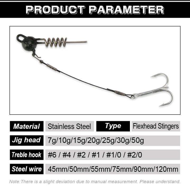 Spinpoler%20Pike%20Stinger%20Fishing%20Rig%20Jighead%20With%20Coil%20Spring%20Screw%20Connector%20Set%20For%20Soft%20Bait%20Shad%20Steel%20Treble%20Hook%20Bass%20Perch%20-%20Image%203