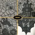 1 Pcs of Halloween Lace Tablecloth Spider Web Skull Pattern Rectangular Shape for Party Decoration Haunted House Pumpkin Design.