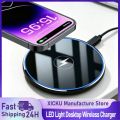 Universal Fast Wireless Charger Pad Mirror Surface LED Light Anti Slip Fast Charging For iPhone 17-12 S26 Android Phone.