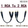 Line Cooper Wire 2 RCA Female To 1 RCA Male Splitter Cable Audio Splitter Distributor Converter Speaker Gold Cable Cord. 