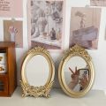 Rustic French Palace Style Carving Frame Table Mirror Gold Mirror Tray Home Decorative Mirror Bedroom Table Makeup Mirror. 