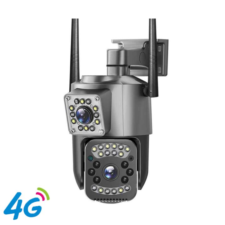 4G 2 in 1 4MP Dual Lens Sim Camera IP66 outdoor PTZ Security Camera Colorful IR Night Vision auto Tracking V380 Pro App