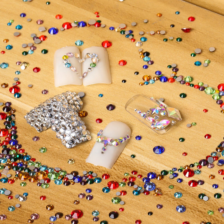1440Pcs%20Mix%20Size%20Glass%20Flatback%20Rhinestone%20Glitter%20Crystal%20AB%20Round%20Diamond%20Non%20Hotfix%20Glue%20On%20Stone%20for%20DIY%20Nail%20Art%20Decoration%20-%20Image%206