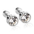 LUXUSTEEL Twist Back Round Cubic Zirconia Stud Earrings Stainless Steel Anti-allergy For Women Men 3mm to 7mm Christmas Party.