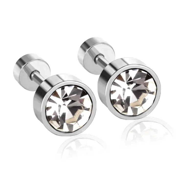 LUXUSTEEL%20Twist%20Back%20Round%20Cubic%20Zirconia%20Stud%20Earrings%20Stainless%20Steel%20Anti-allergy%20For%20Women%20Men%203mm%20to%207mm%20Christmas%20Party%20-%20Image%207
