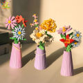 HUIQIBAO MOC Eternal Flower Bouquet with pot Micro Building Block Sunflower Rose Mini Model Brick Toy home Desk Decoration.