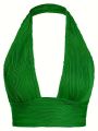 Solid Backless Halter Top.