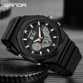 SANDA G Style Digital Men Watches Dual Display Three Time Waterproof Shock Sports Watch Military Countdown Male LED Quartz Clock. 