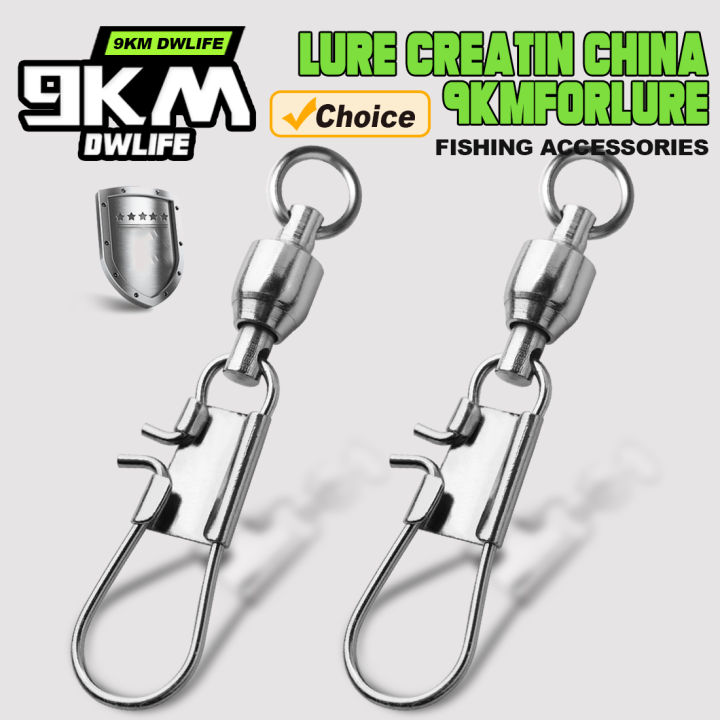 9KM 20Pcs Fishing Snap Swivels Ball Bearing Interlock Snap Pin Stainless Steel Fishing Accessories Fishing Lures Pin Connector