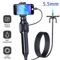 360° Articulating Borescope 5.5mm 1080P HD Endoscope Camera with Steerable Probe Flexible Snake Inspection Scope for IOS Android. 