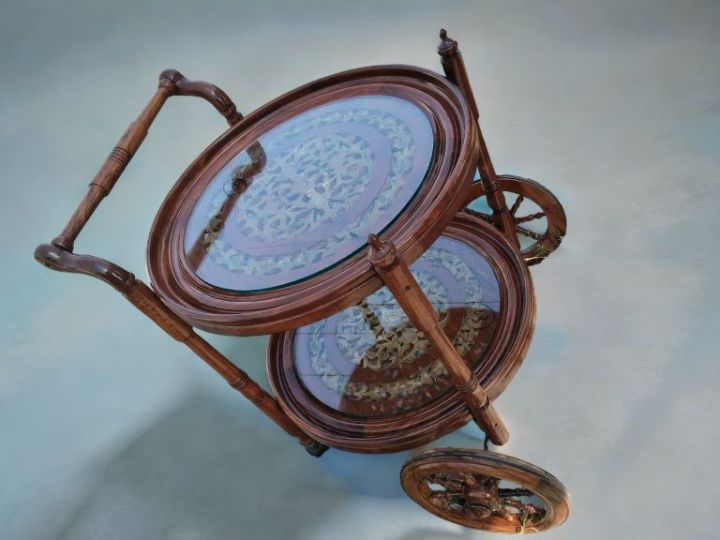 Wooden%20Handcrafted%202%20step%20trolley%20in%20circular%20shape%20-%20Image%203