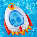 1PC Rocket-shaped Thickened Inflatable Seat Ring with Steering Wheel, Summer Underarm Float for Pool & Beach Parties. 