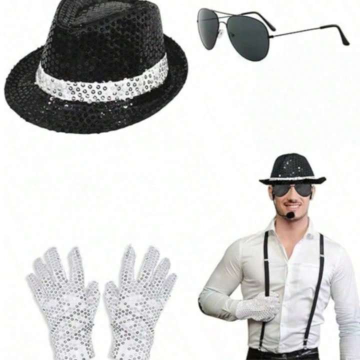 Michael%20Jackson%20Costume%20Accessories%20Set%20-%20Sequin%20Fedora%20Hat%20+%20Rhinestone%20Gloves%20+%20Aviator%20Sunglasses,%20Halloween%20Cosplay%20Party%20Dr%20-%20Image%202